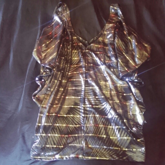 Shiny silver and black shirt