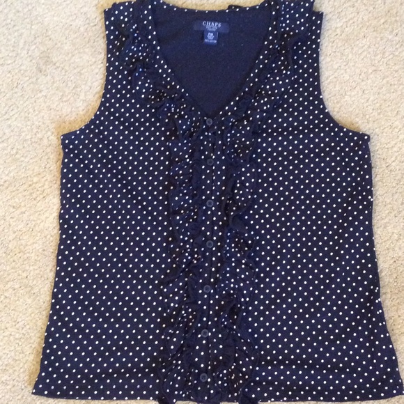 Chaps Tops - FINAL SALE ‼️ 2/ $8 ‼️ Navy Polka Dotted Blouse