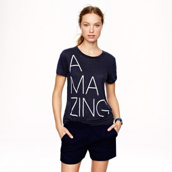 J Crew Navy Linen Tee in Amazing - Picture 1 of 2