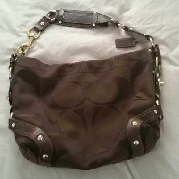 Authentic coach Carly chocolate brown canvas hobo - Picture 3 of 4
