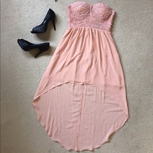 Dusty Rose High-Low Strapless Dress