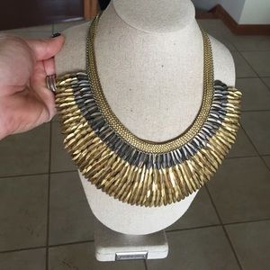 Stella and Dot metal bib necklace gold tones