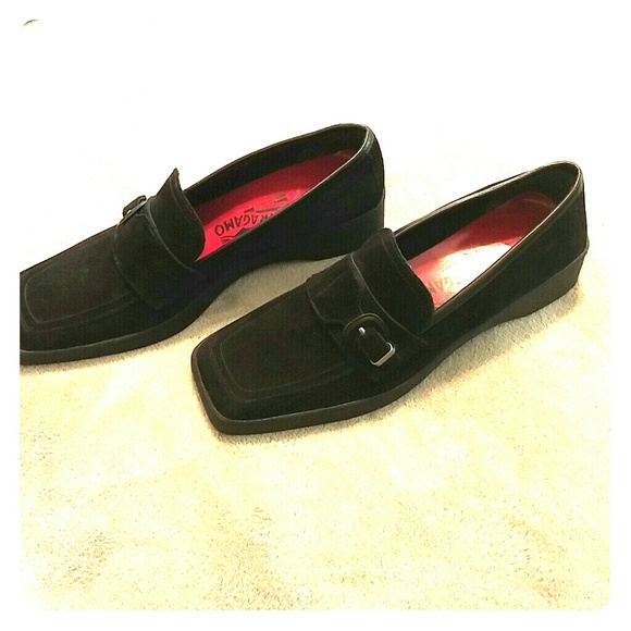 Ferragamo black suede shoes