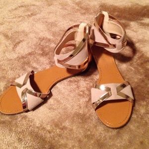 Gold gladiator flat sandal