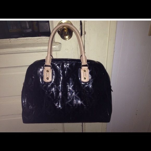 Micheal Kors embossed black large satchel