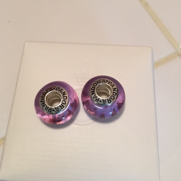 Two purple murano charms pandora