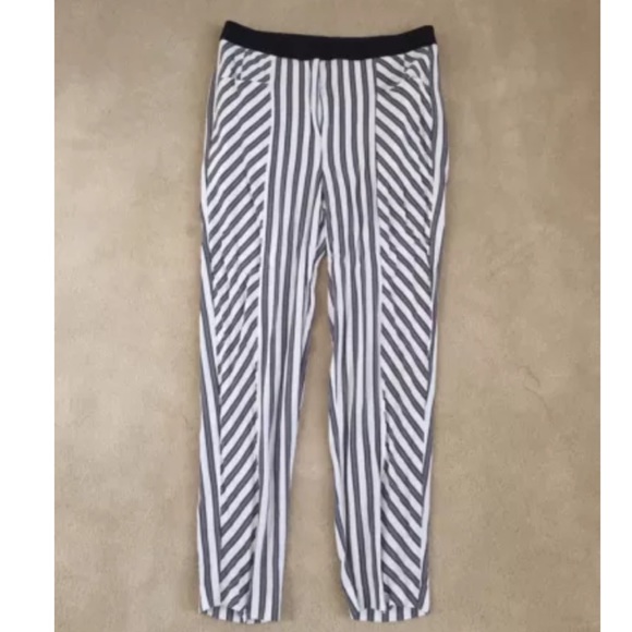 H&M 6 black and white striped trousers pants