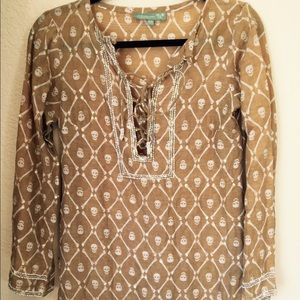 Tan Skull Beach top Sz S/m