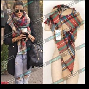 Authentic ZARA Blanket Oversized Scarf Plaid