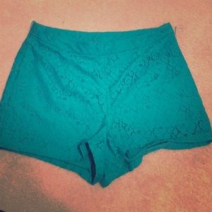 Teal lace shorts