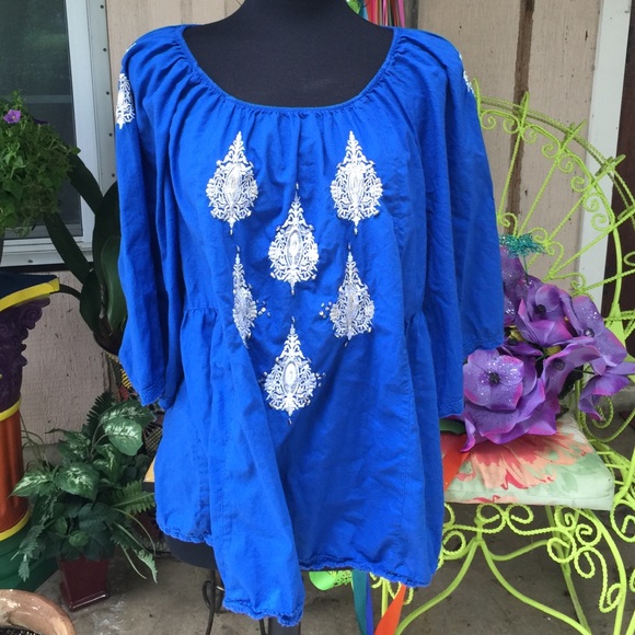 Royal blue crinkle blouse