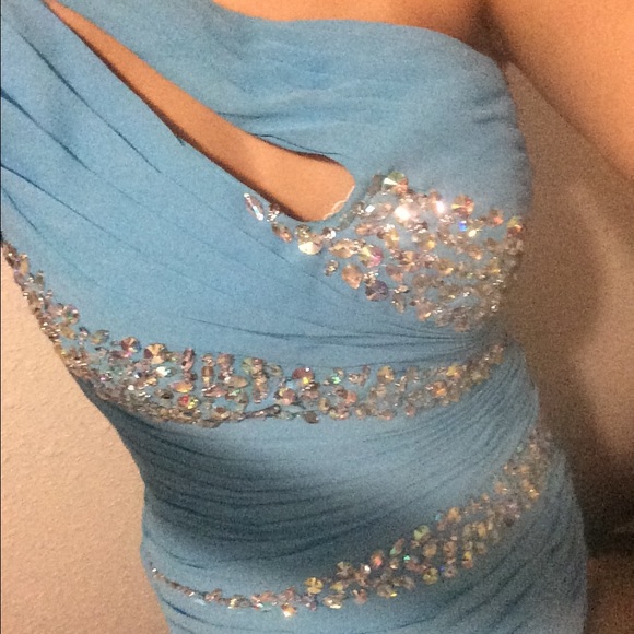 Blue one shoulder strap formal dress - Picture 4 of 4