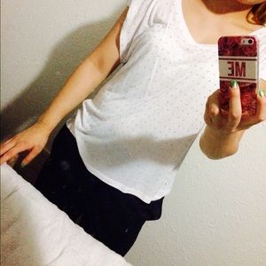 White flowy shirt with little rhinestones