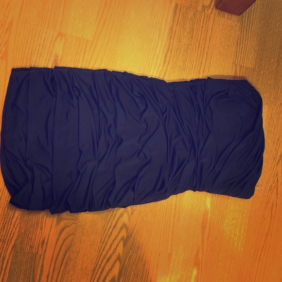 Navy blue strapless dress