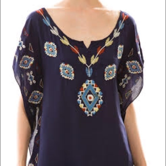 Navy Blue Peasant Top