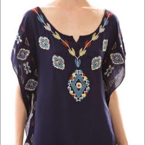 Navy Blue Peasant Top