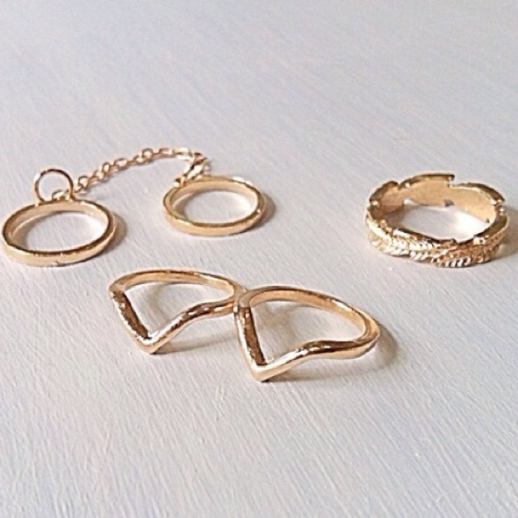 Midi Rings set of 5 gold