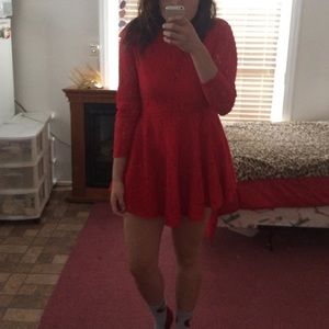 H&m red lace 3/4 sleeve dress