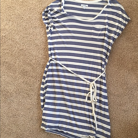 Old Navy blue and white striped shirt dress