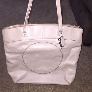 Authentic Coach cream leather bag