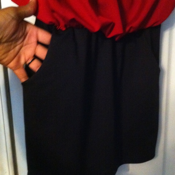 Red & Black Strapless Cocktail Dress - Picture 2 of 3