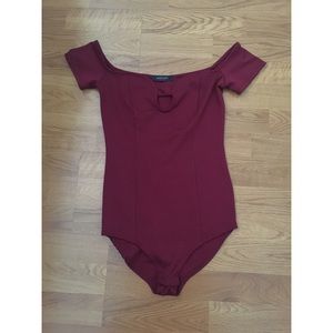 Maroon off the shoulder Body Suit