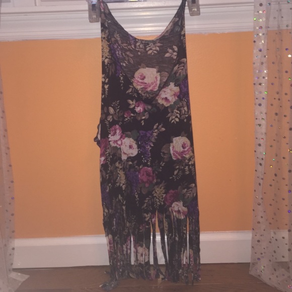 Floral, fringe tank top