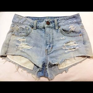 Distressed High Rise American Eagle shorts
