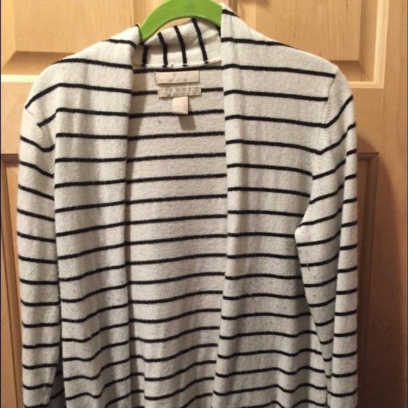 Navy and white stripe sweater with pockets