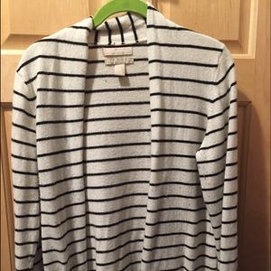 Navy and white stripe sweater with pockets