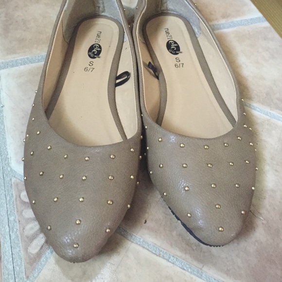 Brown flats with studs