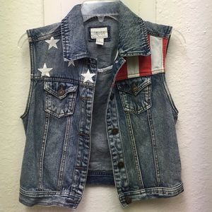 American Flag Jean Vest
