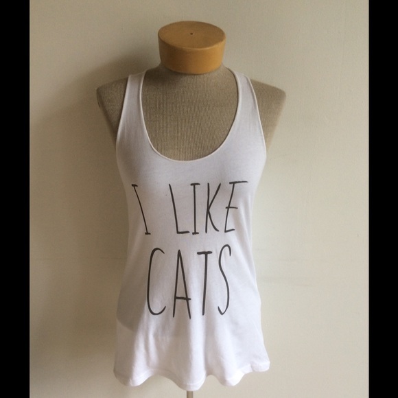 American Apparel Tops - I like Cats White cotton tank