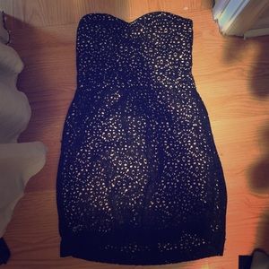 black and pink short dress