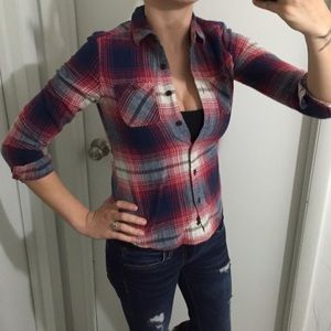 Red and blue plaid top