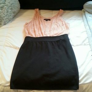 Peach and black dress