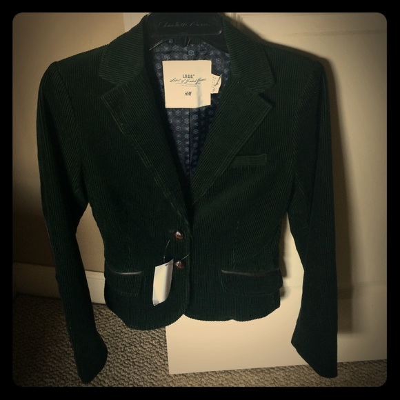 H&m blazer brand new green corduroy