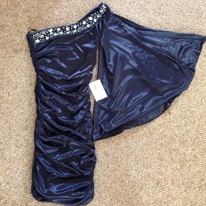 Royal blue embellished bodycon dress