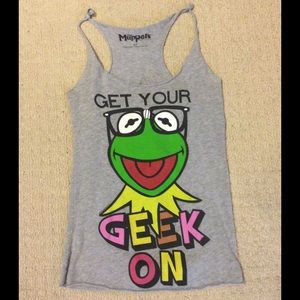 Gray colorful "Get your Geek on" shirt muppets