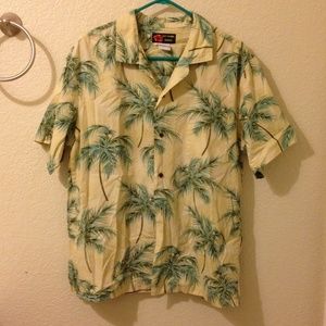 Mens Hawaiian Palm Tree Button Up Shirt