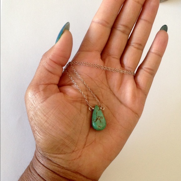 Genuine Turquoise solid Sterling Chain necklace - Picture 2 of 4