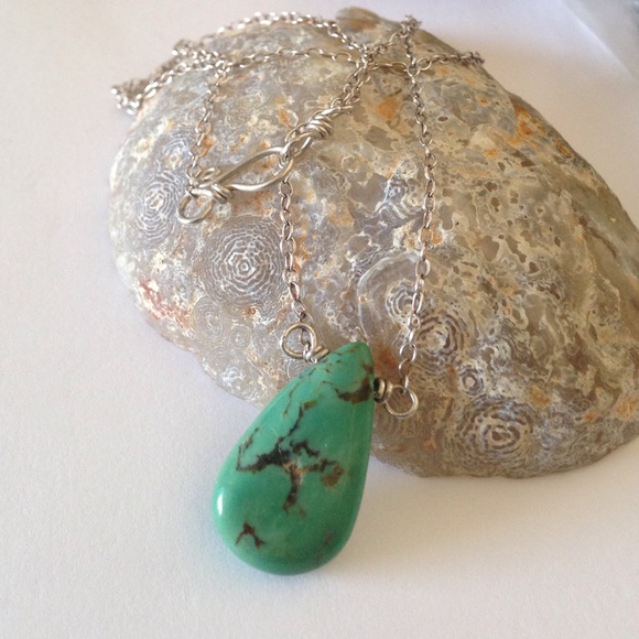 Genuine Turquoise solid Sterling Chain necklace - Picture 3 of 4