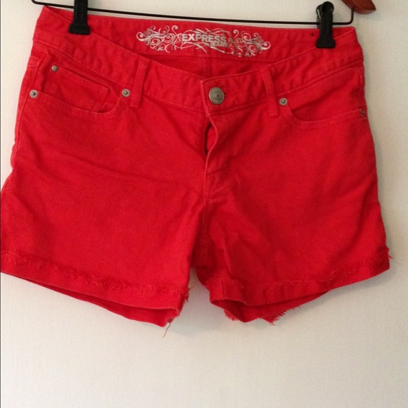Tomato red express jean shorts
