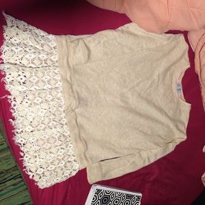 Tan with white lace at the bottom