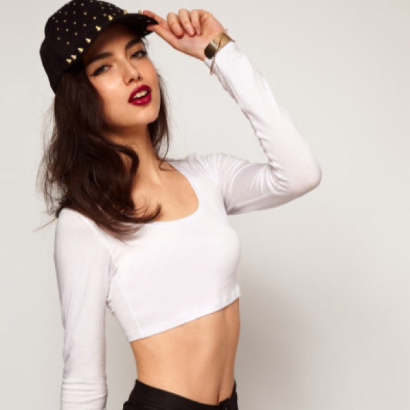 Asos White Long Sleeve Crop Top