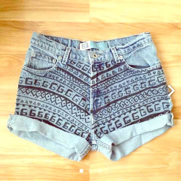 Aztec High Waisted Jean Shorts