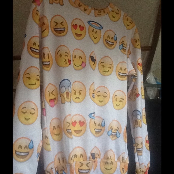 Long Sleeve White Emoji Shirt
