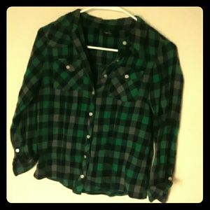 Rue 21 Green Plaid Flannel