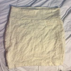 Charlotte Russe Cream Lace Mini Skirt