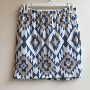 Sequin Aztec patterned skirt